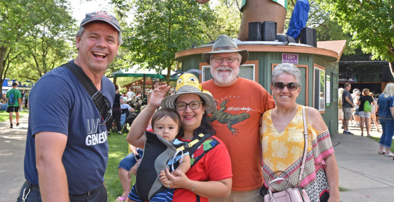 Multi-generational family outside of the Leinenkugel Bandshell